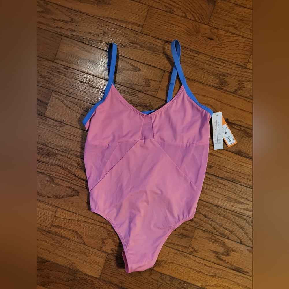Colsie Pink Blue One Piece  Bodysuit Top Adjustable Straps NWT Med